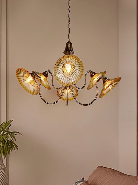 FOS LIGHTING Gold Mild Steel Chandelier Modern Industrial Style