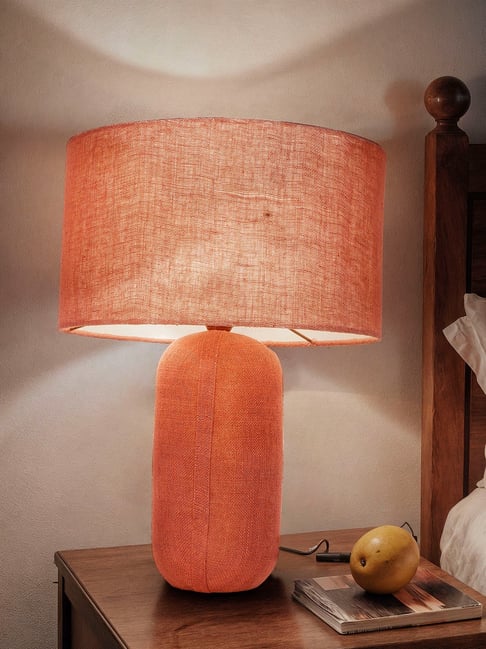 FOS LIGHTING Red Fabric Capsule Table Lamp