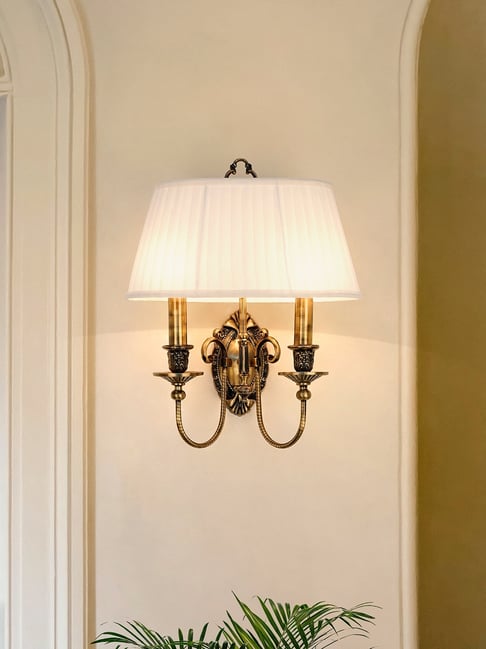 FOS LIGHTING Gold Aluminium Traditional Double Antique Finish Wall Lamp