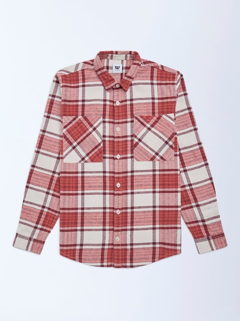 Y&F Kids by Westside Red Checks Design Cotton Shirt