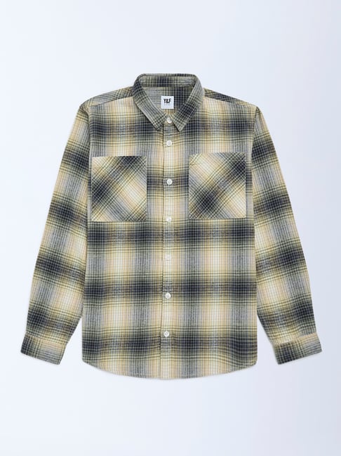 Y&F Kids by Westside Yellow Checks Detailed Cotton Shirt
