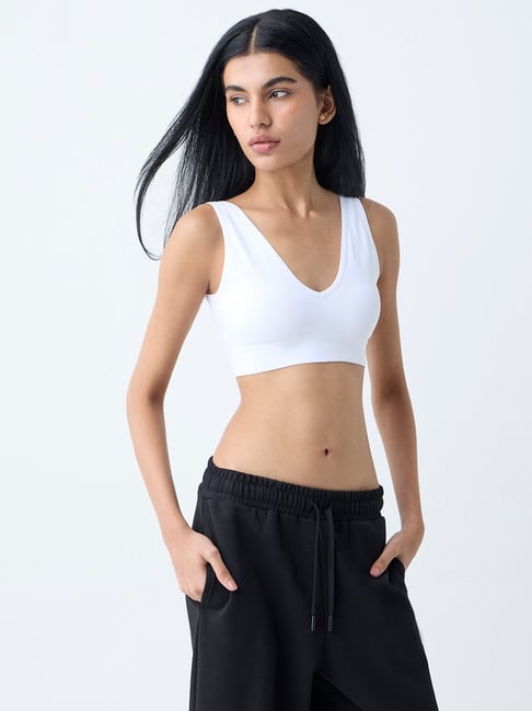 Superstar by Westside White Ribbed Non-Padded Bra-picture-12