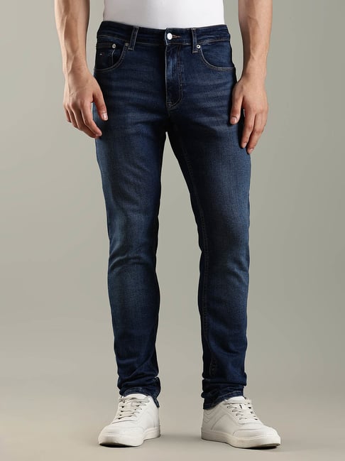 Tommy Hilfiger Dark Blue Cotton Regular Fit Jeans