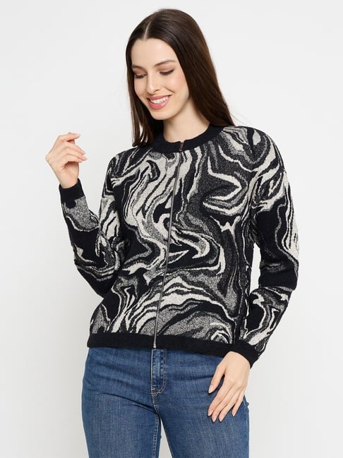 MADAME Black Abstract Long Sleeves Sweater-picture-27
