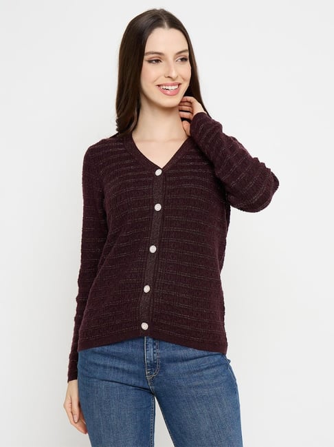 MADAME Coffee Striped Long Sleeves Sweater