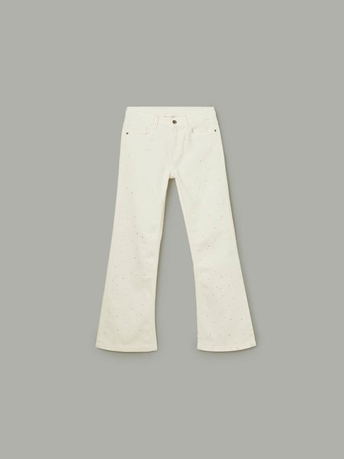 Fame Forever by Lifestyle Girls Off White Embellished Jeans-picture-24