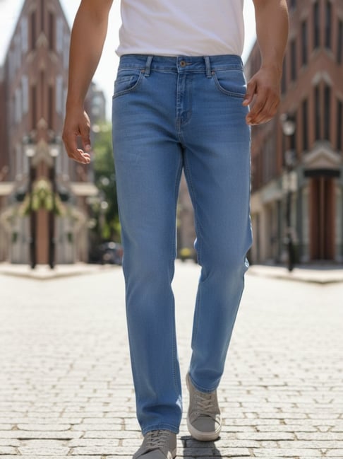 Rigo Blue Straight Fit Solid Jeans