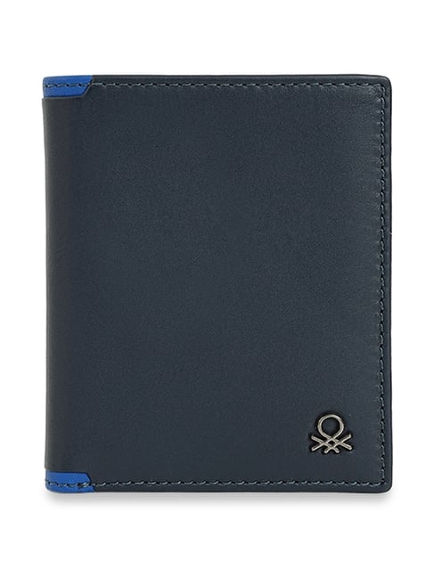 United Colors of Benetton Navy Jervis Leather Bi-Fold Wallet