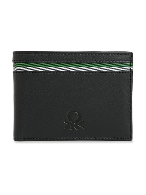 United Colors of Benetton Black Wiltshire Striped Leather Bi-Fold Wallet