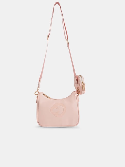 Caprese Blush Monroe Medium Sleek Monogram Logo Crossbody Sling Bag with Detachable Pouch-image-18