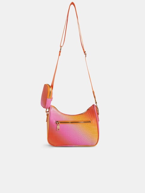 Caprese Coral Marilyn Medium Croc Pattern Sling with Detachable
