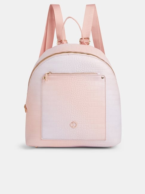 Caprese Orange Marilyn Large Croc Pattern Laptop Compatible Backpack