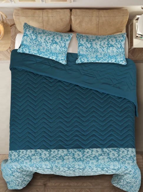 Saral Home Teal Cotton Printed 224 TC King Bedsheet - Set of 6 (For Gifting)