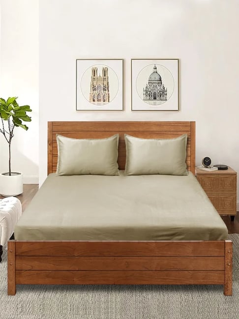 Saral Home Beige Cotton 224 TC Queen Bedsheet - Set of 6