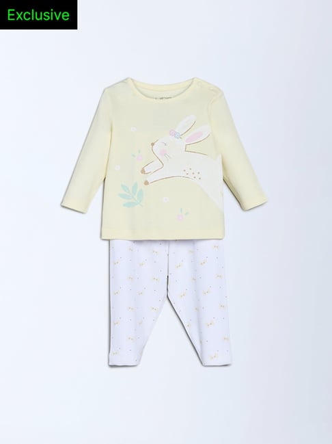 HOP Baby by Westside Yellow Cotton T-Shirt and Pants Set - Exclusive-picture-38