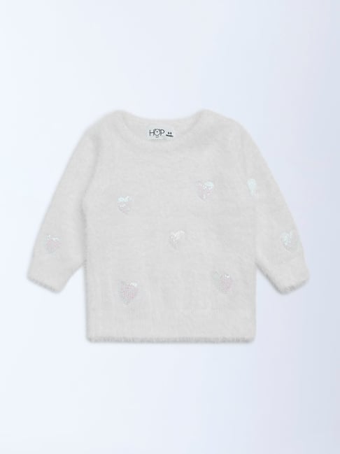 HOP Baby by Westside White Embellished Fleece Sweater-picture-20