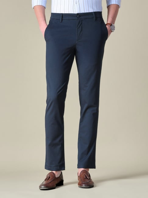 U.S. Polo Assn. Blue Cotton Slim Fit Trousers