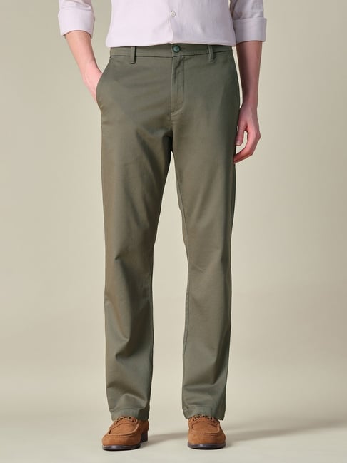 U.S. Polo Assn. Green Cotton Straight Fit Trousers