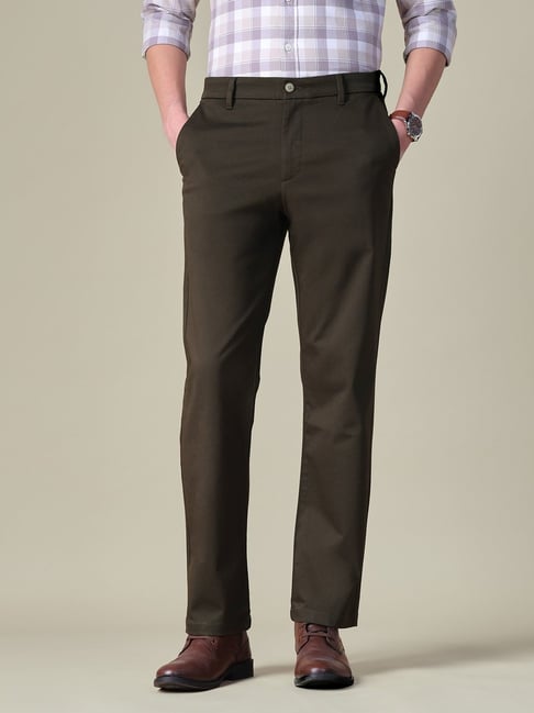 U.S. Polo Assn. Brown Cotton Straight Fit Trousers