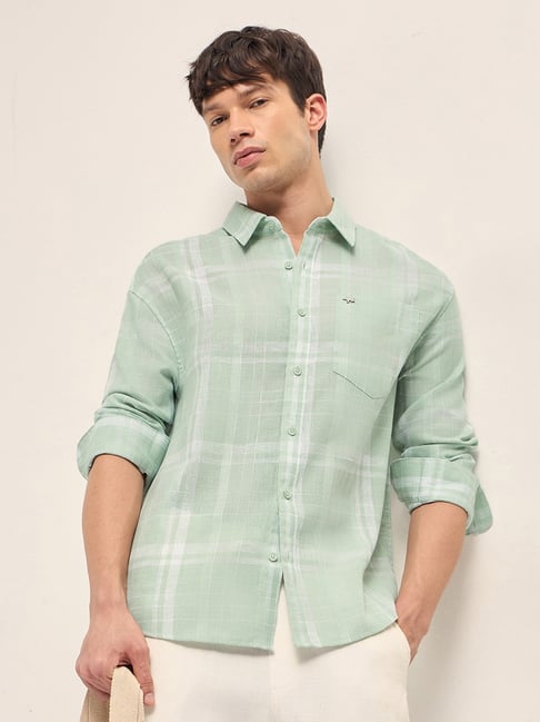 The Bear House Green Polyester Relaxed Fit Checked Shirt-picture-46