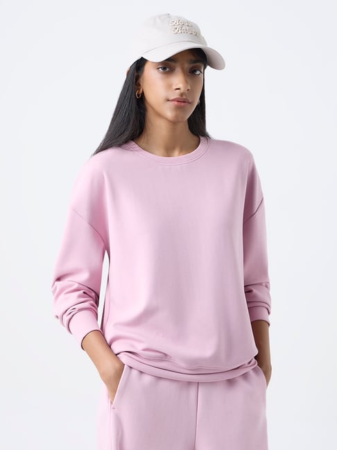 Studiofit by Westside Pink Solid Sweatshirt