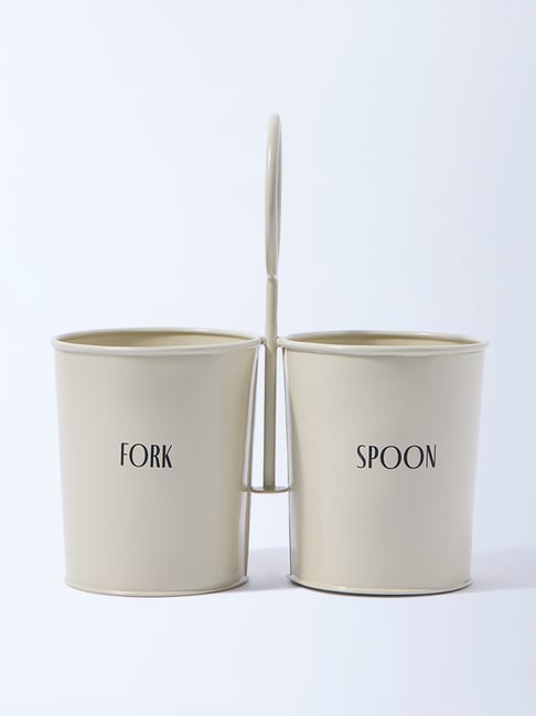 Westside Home Cream Fork and Spoon Cutlery Caddy