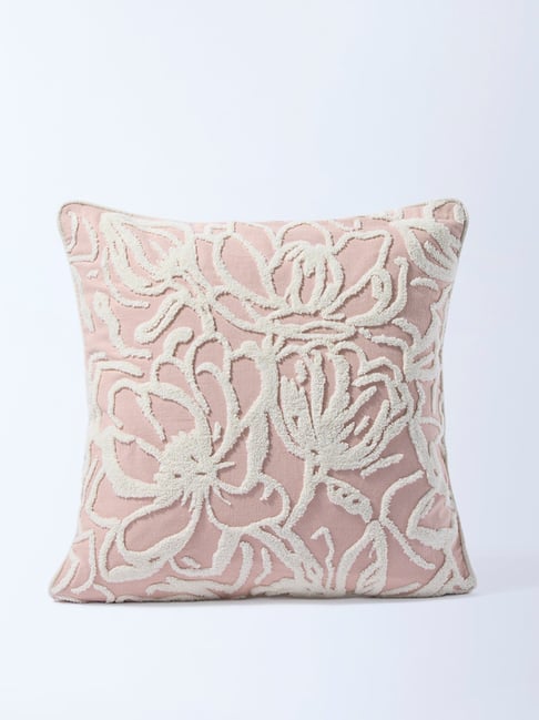 Westside Home Pink Floral Embroidered Cushion Cover