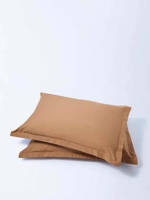 Westside Home Beige Solid Pillowcase (Set of 2)