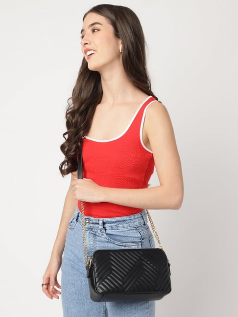 Fastrack Black Stitchplay Medium Cross Body Bag-picture-25