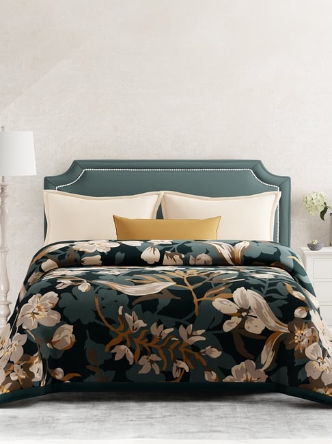 Boutique Living Grey Polyester Platinum Pulse Floral 1040 GSM Double Blanket-picture-14