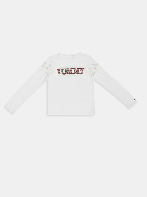 Tommy Hilfiger White Cotton Regular Fit Printed T-Shirt