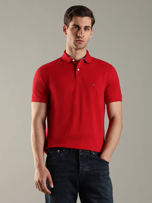 Tommy Hilfiger Red Cotton Regular Fit Polo T-Shirt-picture-45