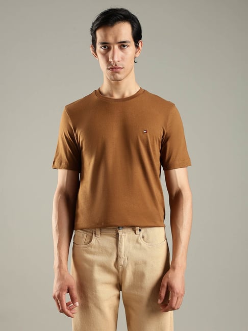 Tommy Hilfiger Brown Cotton Regular Fit T-Shirt-picture-24