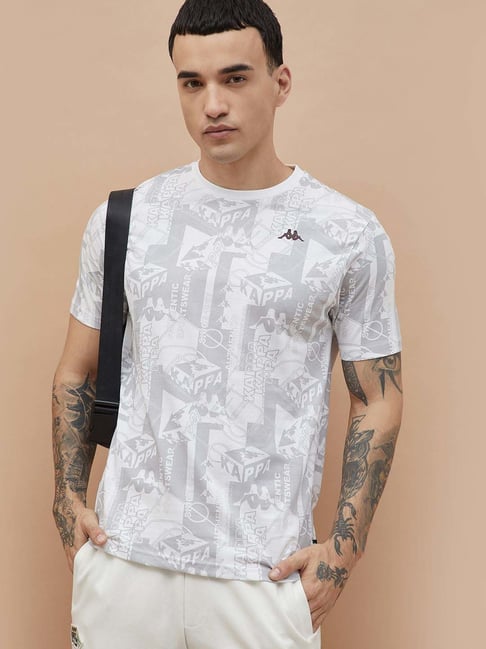 Kappa White Cotton Regular Fit Printed Sports T-Shirt-picture-30