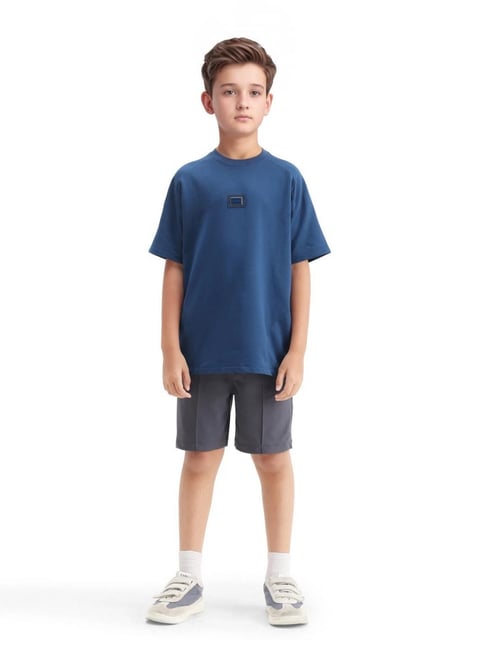 Rare Ones Boys Clas Dusky Grey Cotton Solid Button & Zip Closure Regular Fit Shorts