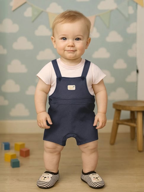Miniklub Kids Blue Striped Dungaree Set
