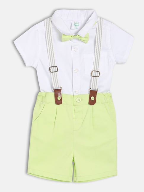 Miniklub Kids White and Green Co Ord Set