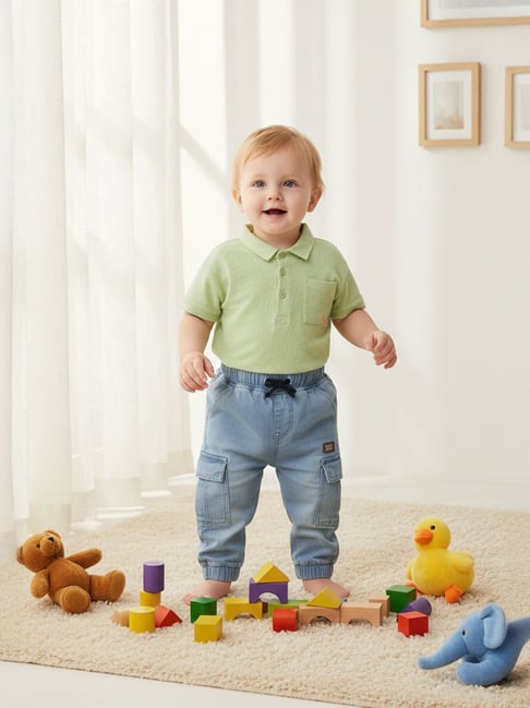 Miniklub Kids Green Embroidered Polo T-Shirt