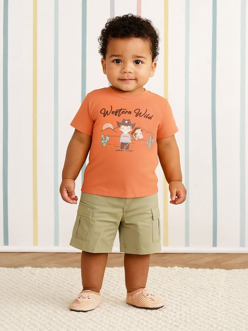 Miniklub Kids Orange Printed T-Shirt
