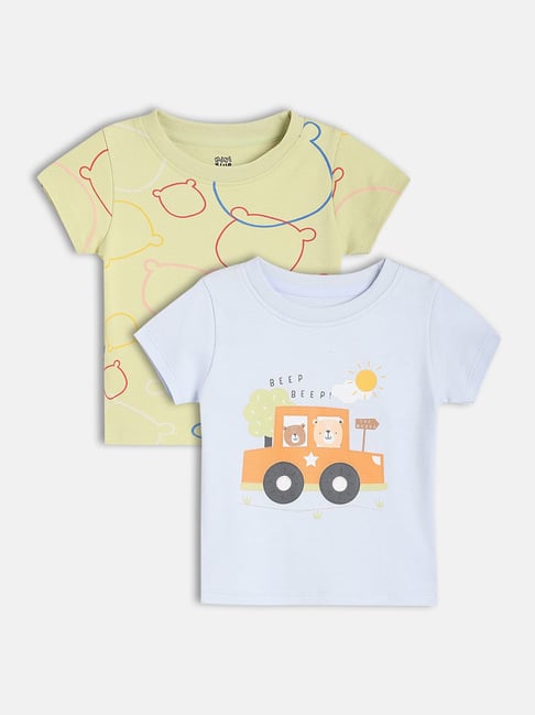 Miniklub Kids Green and Blue Chequered T-Shirt - Pack of 2