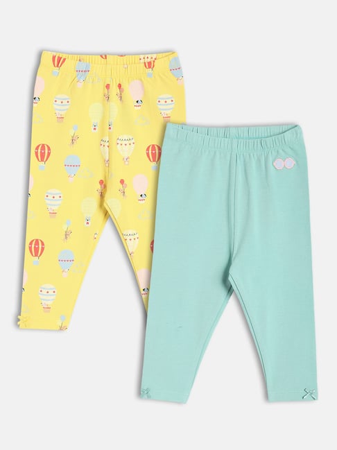 Miniklub Kids Yellow and Blue Chequered Leggings - Pack of 2