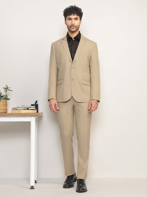 SUBTRACT Beige Slim Fit Two Piece Suit
