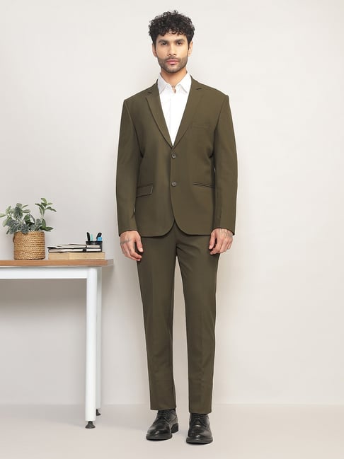 SUBTRACT Olive Slim Fit Two Piece Suit