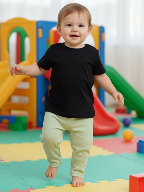 Miniklub Kids White and Green Printed Joggers -Packof 2