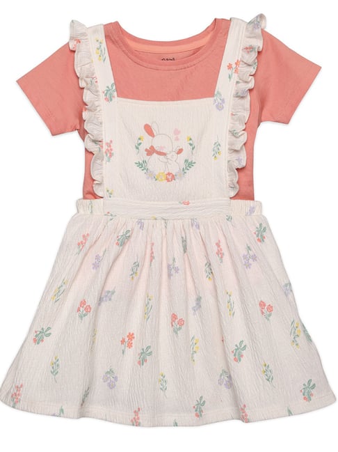 Miniklub Kids White Floral Print Pinny Set