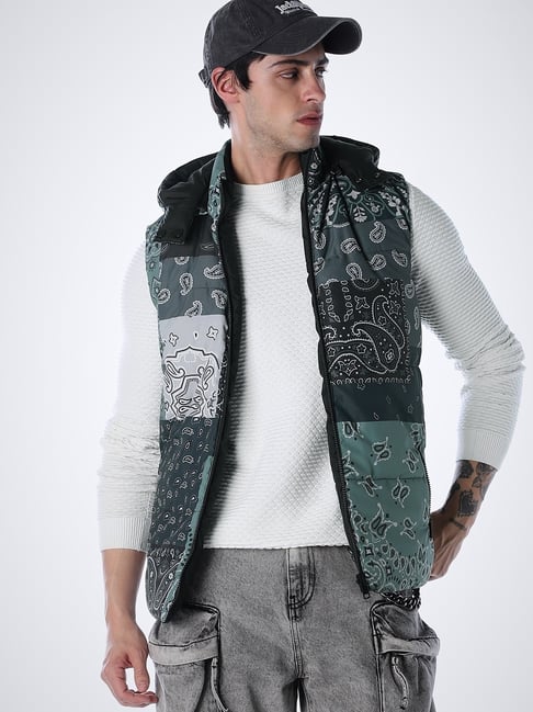 Jack & Jones Green Regular Fit Paisley Reversible Vest-picture-39