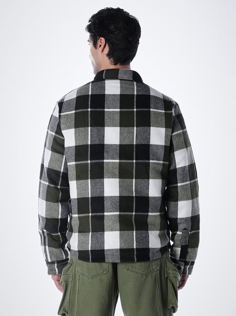 Jack & Jones Green Regular Fit Checked Reversible Jacket