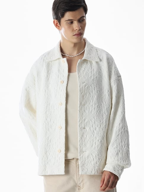 Jack & Jones White Relaxed Fit Solid Shirt-picture-17