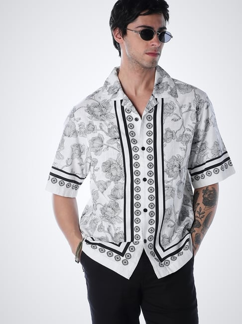 Jack & Jones White Relaxed Fit Floral Shirt-picture-16