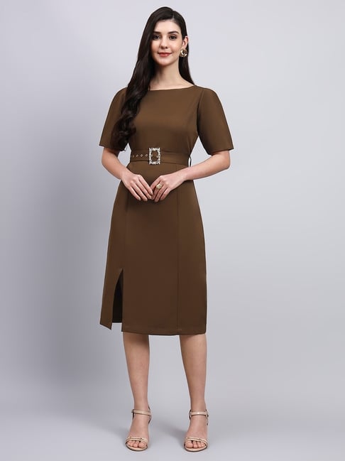 princess polly baby blue dress Chocolate Brown 101 Interknit Basic Short Dress – Frillu main image 0